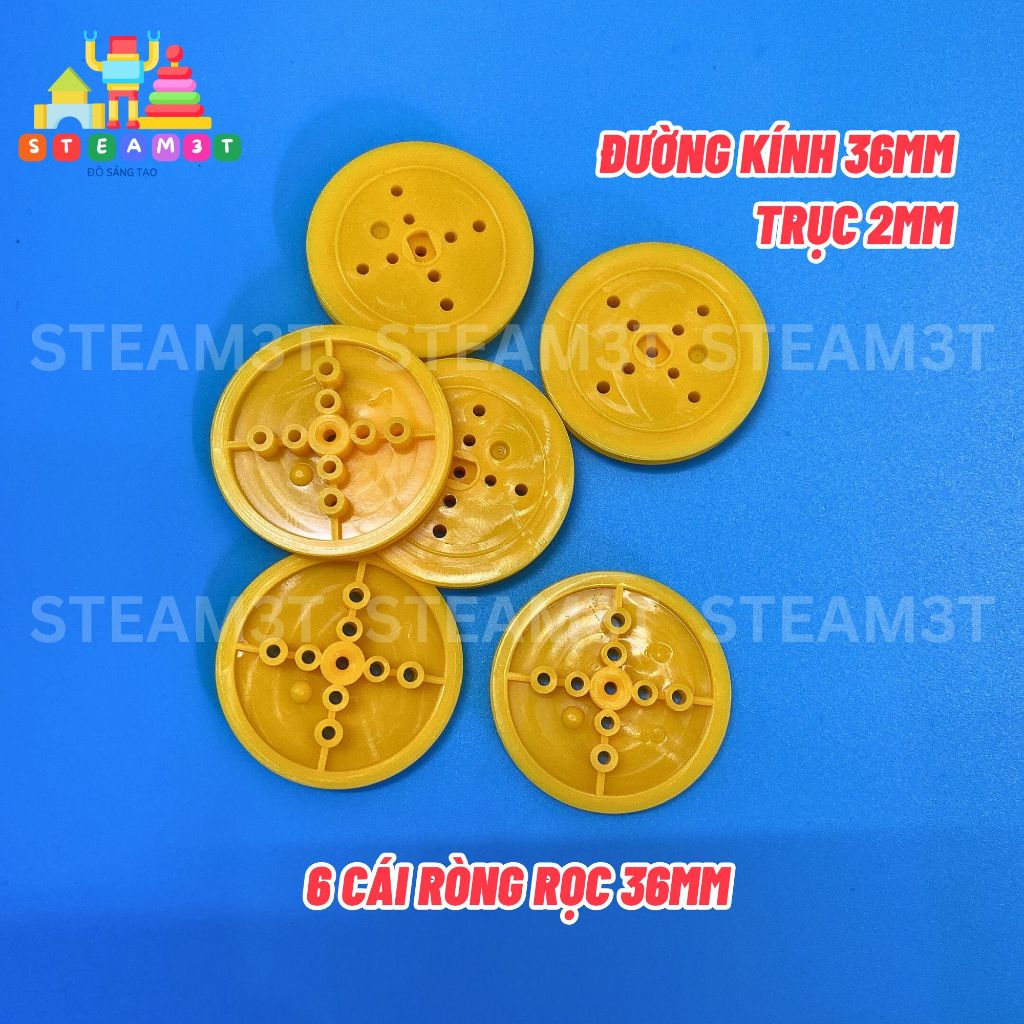 6 cái ròng rọc nhựa mini 42mm trục 2mm DIY mô hình - LK0238