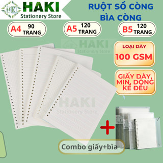 Ruột sổ còng giấy refill HAKI 20 26 30 lỗ A5 B5 A4 sổ planner bullet journal