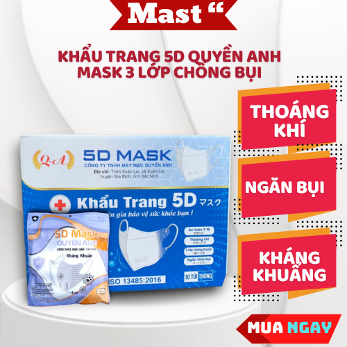 Thùng 100 chiếc Khẩu trang 5D Quyền Anh mask 3 lớp chống bụi, khảng khuẩn