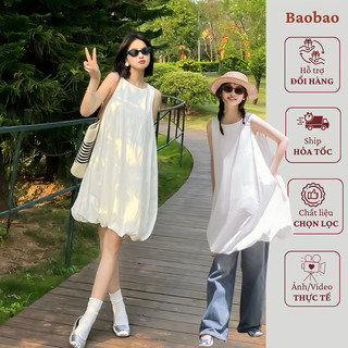 Váy xòe bồng bí màu trắng sát nách, váy trắng bồng baby Baobao store - N184
