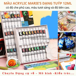 [ TÂM TÂM ] Màu acrylic Maries bộ 12 màu, 18 màu, 24 màu, 36 màu , Marie's Acrylic 12ml