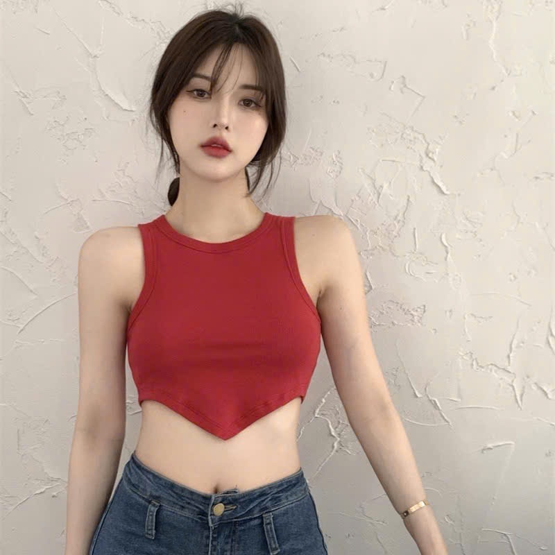 Áo kiểu ba lỗ nữ trơn lai nhọn chất xịn -A123