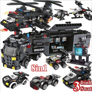   500 CHI TIẾT  BỘ ĐỒ CHƠI LẮP GHÉP XẾP HÌNH CẢNH SÁT,Lắp Ghép OTO,ROBOT,THUYỀN,TRỰC THĂNG,Lắp ráp tàu 