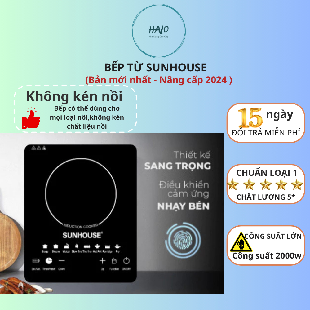 Bếp Từ SUNHOUSE Thế hệ mới SHD6011 Bảo Hành 12 Tháng, Bếp Từ Đơn Công suất 2200W Điều khiển cảm ứng