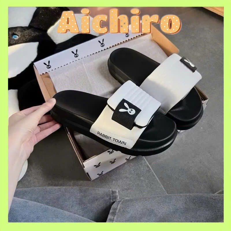 Dép quai viền mix màu Rabbit Town đế cao 3cm nhẹ,chống trơn trượt,Dép thỏ rabbit trắng màu mới hot h