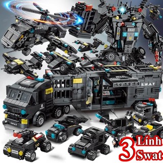 Lắp Ghép Xe OTO SWAT 920 Mảnh - 51 Tạo Hình - Bộ Đồ Chơi Lắp Ghép Xe Cảnh Sát, Láp ráp Robot, Trực Thăng