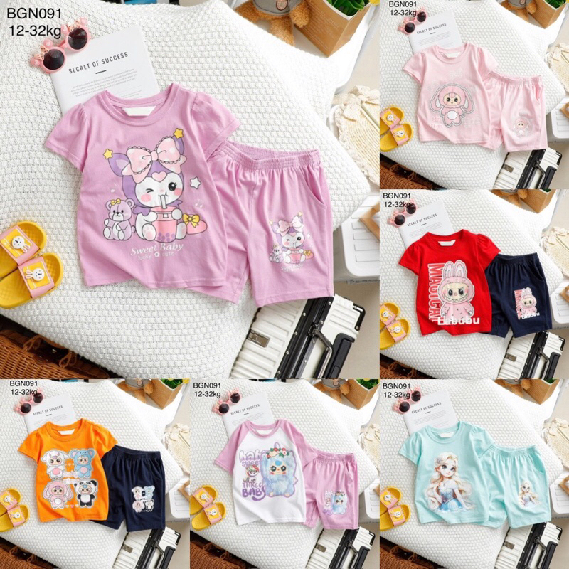 Bộ cộc bé gái nhí Janeshop xuất dư xịn sò mềm mát 12-32kg mã BGN091