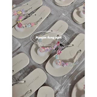 Dép tông xỏ ngón nữ NGATODER gắn các hình charm đáng yêu