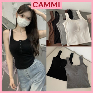   CÓ MÚT Áo Ba Lỗ Nữ Khuy Cài Kèm Mút Ngực Croptop Kiểu Dáng Trẻ Trung HA369 