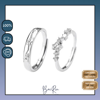 NHẪN ĐÔI BR43 BACRIU đá mặt trăng tinh xảo FREESIZE quà tặng kỉ niệm người yêu tinh tế