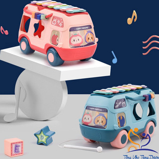 [HÀNG ĐẸP CÓ NHẠC] XE BUS THẢ HÌNH - Đồ chơi xe bus âm nhạc có đèn và nhạc kết hợp đàn gõ