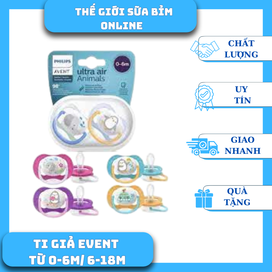 Set 2 ti giả Avent  Ultra air  cho bé 0-6 tháng/6-18 tháng