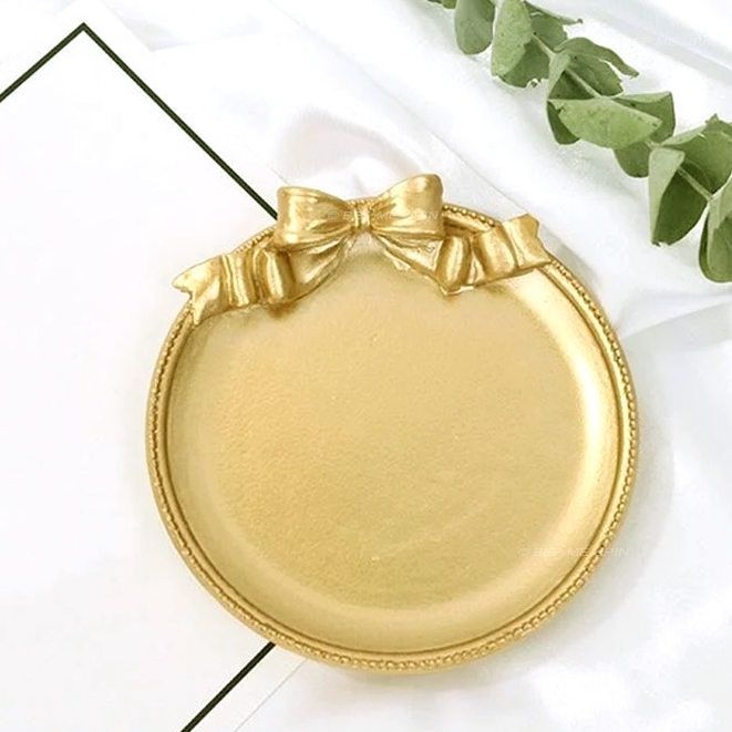 Đĩa nơ mạ vàng đĩa nhựa decor mâm cúng hiện đại