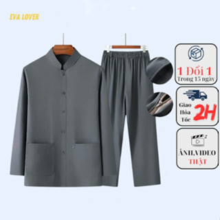 Bộ mặc nhà dài tay thu đông cho bố cho ông, quần áo nam trung niên cho bố đồ bộ nam cao cấp