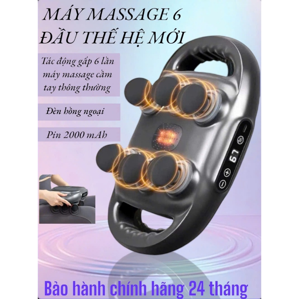 Máy Massge 6 đầu HTECH V2 màu xám + kết hợp đèn hồng ngoại