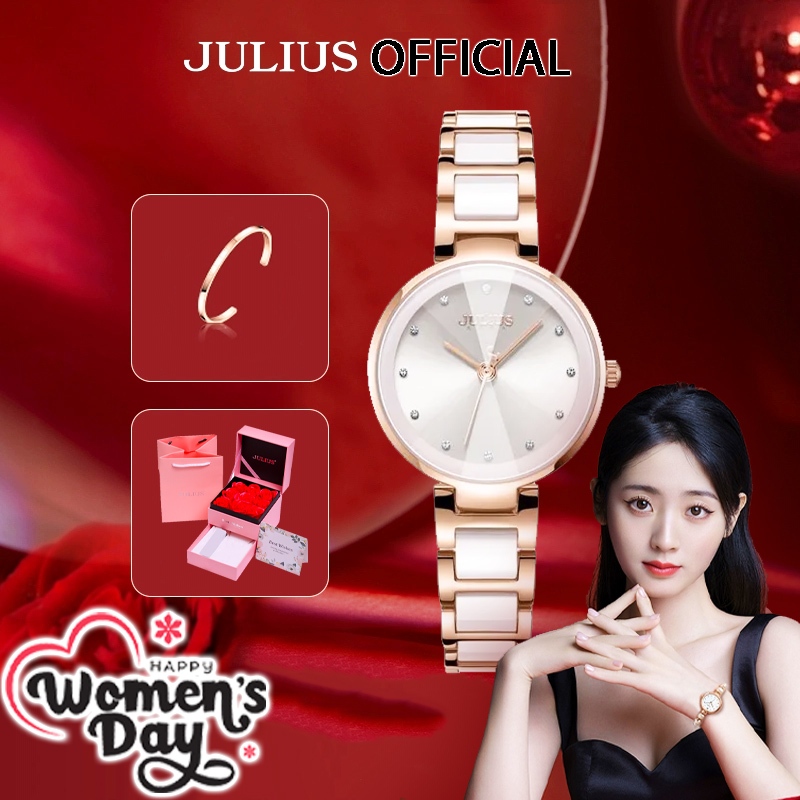 Combo quà tặng đồng hồ nữ Julius JA-1209 + vòng Julius | Julius Official