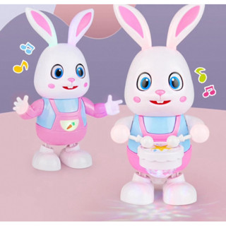 [Kèm pin] Đồ chơi đèn lồng con thỏ nhảy múa gõ trống có đèn và nhạc vui nhộn cho bé