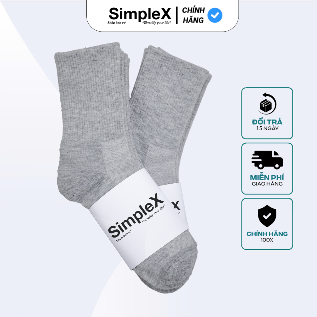 [SimpleX][PREMIUM][SET 10 ĐÔI + TẶNG 1] Tất vớ nam nữ TRƠN XÁM hàng dệt kim dày dặn | SPX7/T01