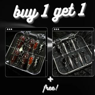 MUA 1 TẶNG 1 Nailbox Thiết Kế Thủ Công Ánh Sao Tông Đỏ Đen Sang Chảnh Cho Nữ Mã 513