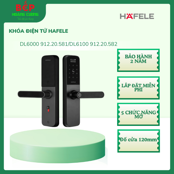Hafele DL6100 Khóa Cửa Điện Tử – Mở Vân Tay, Mật Khẩu, Thẻ Từ – Thiết Kế Sang Trọng, Hợp Kim Nhôm