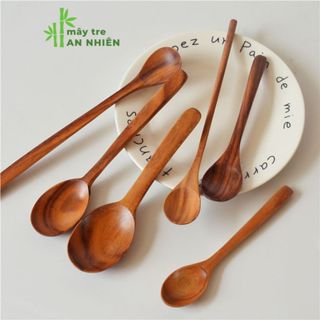 Muỗng gỗ thìa gỗ ăn cơm cán dài lấy mật ong múc gia vị cafe kiểu Nhật cao cấp 