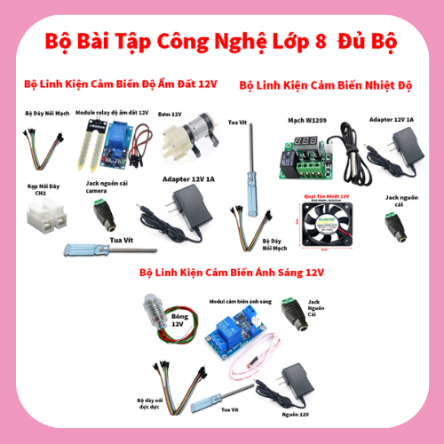Bộ Linh Kiện Cảm Biến Nhiệt Độ, Độ Ẩm, Ánh Sáng Bài Tập Sách Công Nghệ Lớp 8