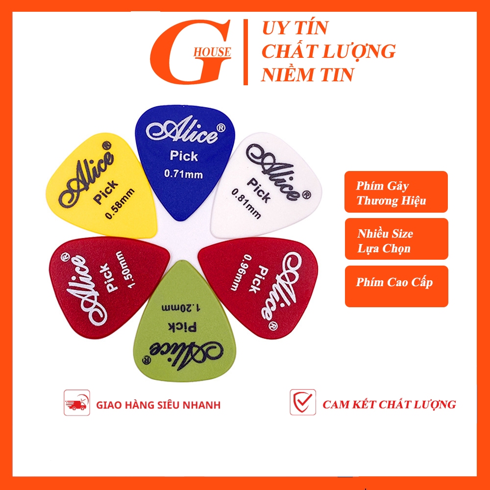 Pick Gảy Đàn Guitar Alice Nhiều Size 0.58mm Đến 1.5mm | Phím Gảy Guitar Mềm Cứng Dễ Lựa Chọn