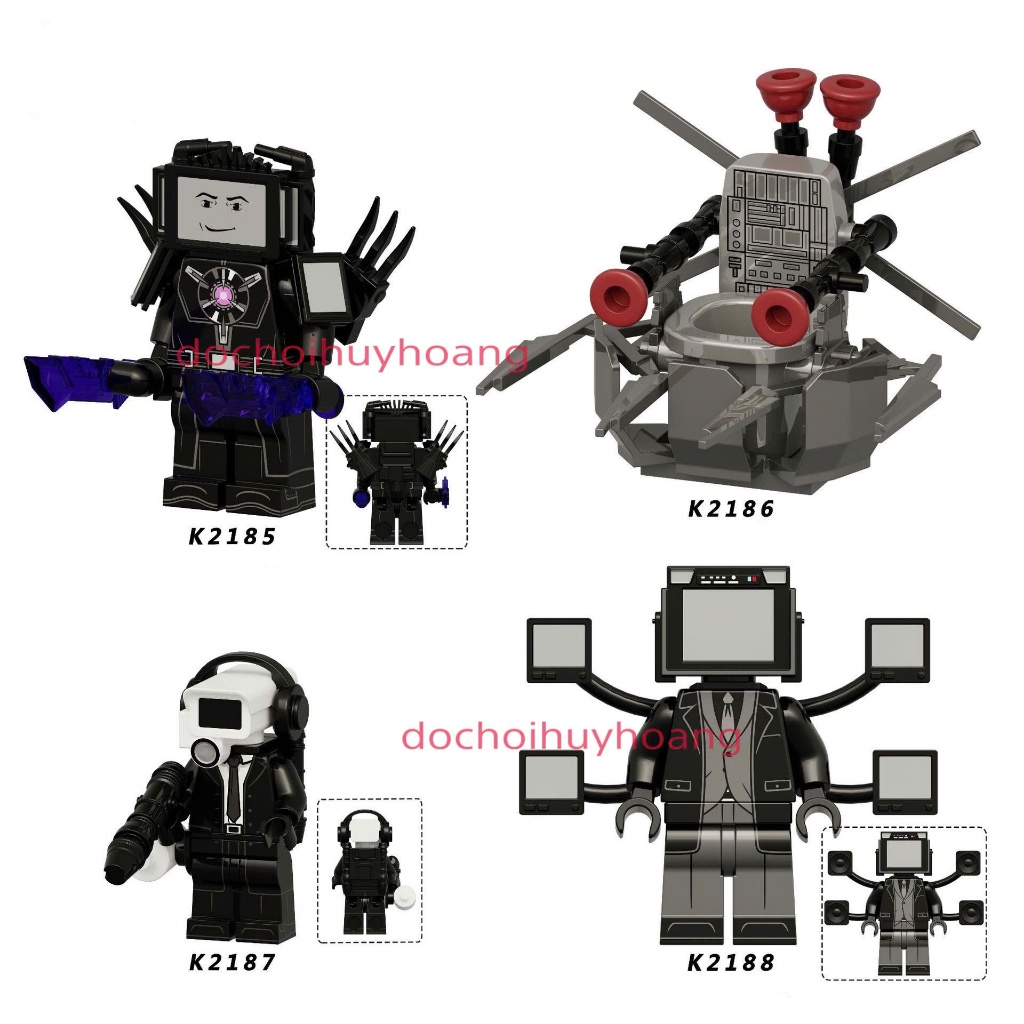 Skibidi Toilet Mô hình Lắp ráp Nhân vật Nhà Vệ Sinh Người Máy Titan Cameraman TV Clock Drill Man Mã K2185 - K2188