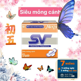   Combo 6 gói  Băng vệ sinh Merzy Siêu mỏng 7 miếng gói  5 ngày + 2 đêm  Lõi thấm A03 - bề mặt bông #bvs bvs băng vệ sinh 