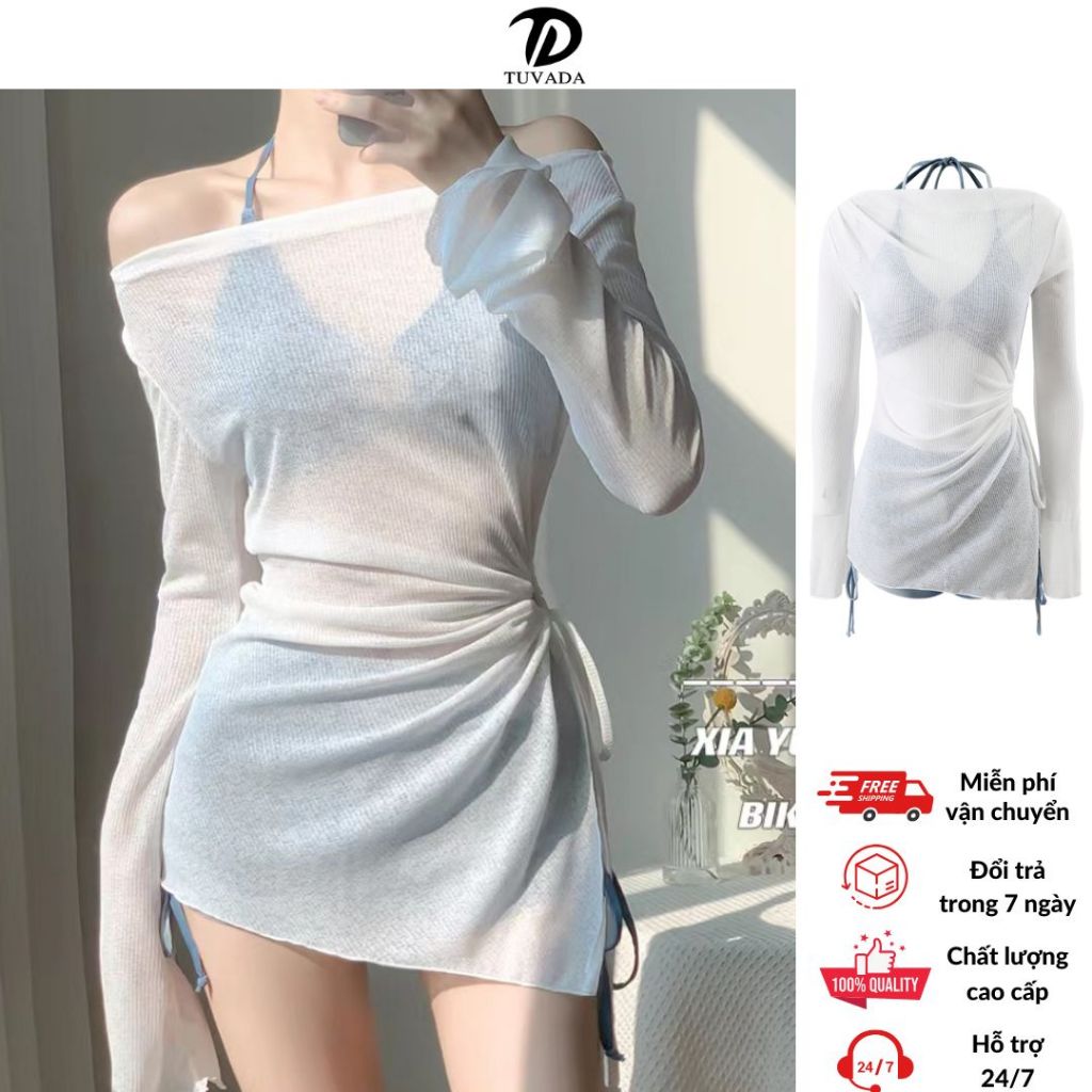Bikini 2 mảnh bigsize Tuvada, đồ bơi nữ kín đáo 3 chi tiết, bộ đồ đi biển dưới 80kg - BAT37