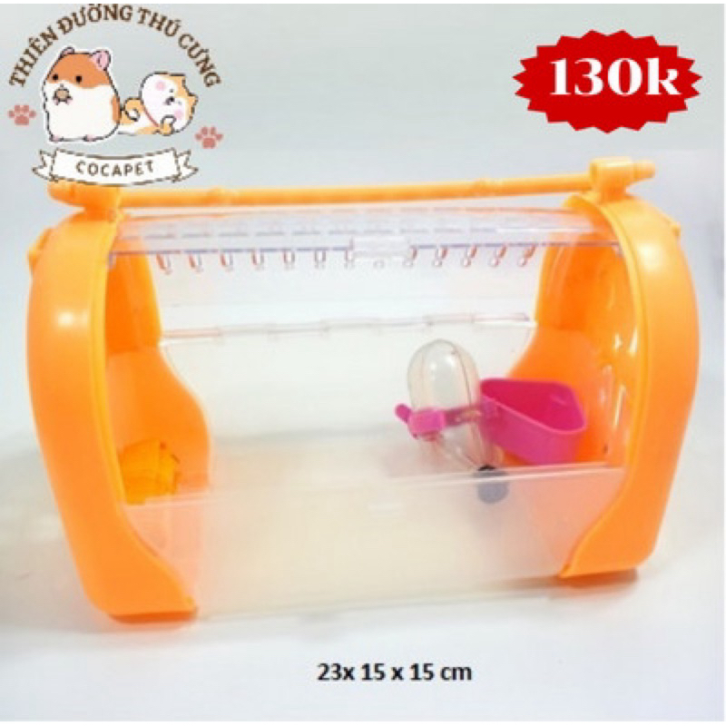Lồng hamster/ chuồng hamster xách tay du lịch có dây đeo hình chữ nhật