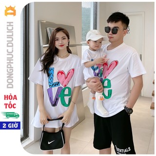 Áo thun gia đình mẫu Love - Đồng phục 3/4/5 người, cotton mềm mịn, sang trọng, thoáng mát