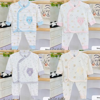 Bộ quần áo sơ sinh dài tay cúc bấm vải thun cotton mềm mịn co giãn nhẹ phù hợp mùa hè thu _ B88