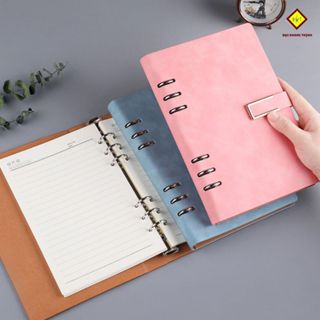 Sổ da cao cấp 6 còng khổ A5 giấy dày sổ tay notebook kích thước 23.5x16.5cm