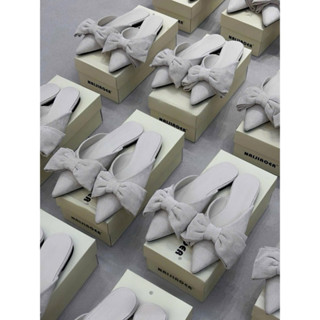    Chuẩn Hàng QC Loại 1   Giày Sục Nữ Búp Bê Nơ To Da Lộn Mũi Nhọn FULLBOX Nhiều Màu 