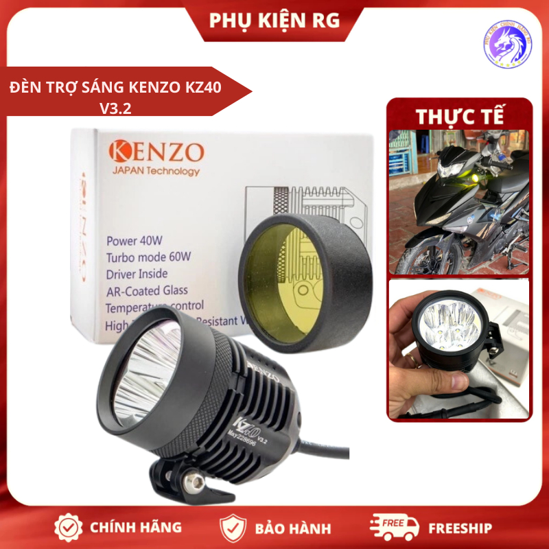 Đèn Trợ Sáng Pha LED Kenzo KZ40 V3.2 - Trợ Sáng Siêu Sáng 60W Chính Hãng - Bảo Hành 12 Tháng