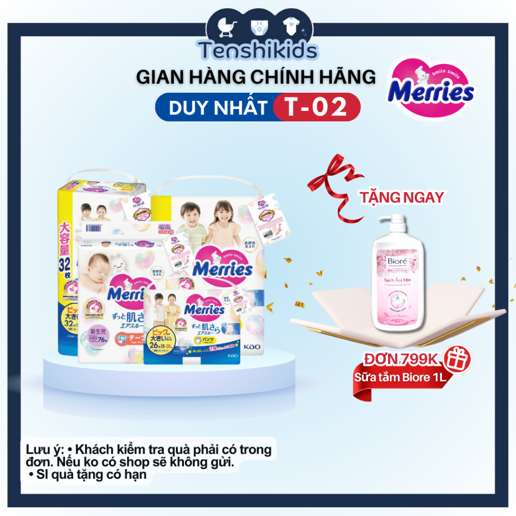 Tã bỉm dán quần Merries NB76/S70/M56/M52/L44/XL38/XXL26
