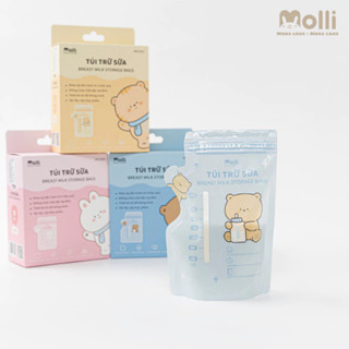Túi Trữ Sữa Mẹ Molli, Dung Tích 150ML/200ML/250ML, Khóa Zip Đôi, 30PCS/Hộp