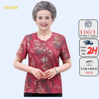 Áo Hoa Không Cổ Cho Bà, Áo Cho Người Già, Áo Tặng Bà Tặng Mẹ