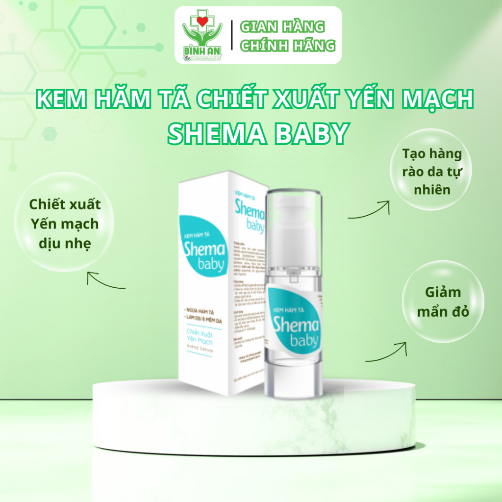 Shema Baby Kem hăm tã chiết xuất Yến mạch, proB5...dịu mẩn đỏ, giảm kích ứng - Lọ 30g - NT Bình An