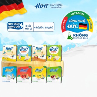Combo sữa chua váng sữa trẻ em Hoff tăng cường miễn dịch bổ sung men lợi khuẩn canxi protein DHA, 8 lốc (32 hộp x 55g)
