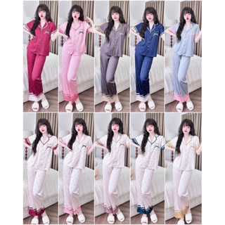 [ Size40-60kg TNQD220125 ]Đồ nữ mặc nhà áo tay ngắn quần dài hoạ tiết sang xịn mịn chất lụa latin mềm mại