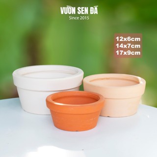 Chậu đất nung tô thấp - Chậu trồng sen đá