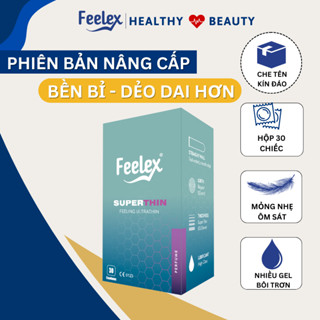 Bao cao su Feelex superthin siêu mỏng, nhiều gel bôi trơn hộp 30 chiếc