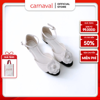 Giày Sandal Nữ Đế Thấp Mũi Tròn Đính Hoa Carnaval Trang Trí Xinh Xắn - Thời Trang - VS130