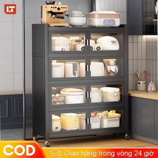 Kệ tủ đa năng thép cacbon có bánh xe Tủ thép 3/4/5 Tầng Kệ để đồ nhà bếp Thời trang