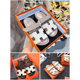 Dép Hm màu kem ghi hàng fullbox hộp túi giấy,chân mỏng gầy lùi 1 size