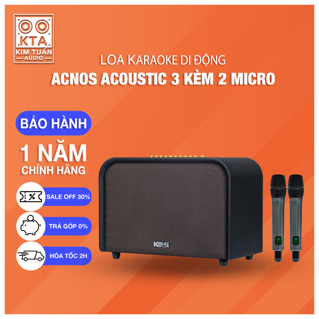Loa Karaoke Acnos Acoustic 3 và Acoustic 3 Compact Công Suất 1000W (PMPO) Kèm 2 Micro Hàng Chính Hãn