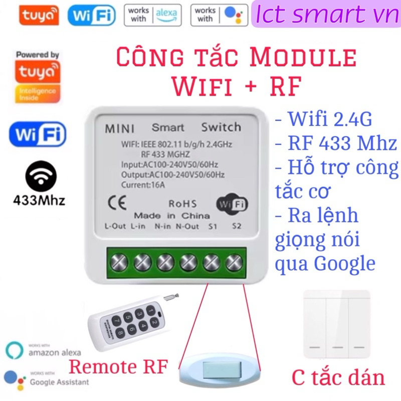 (Giá sốc) Module Wifi Tuya 16A, hỗ trợ công tắc cơ. Số lượng có hạn