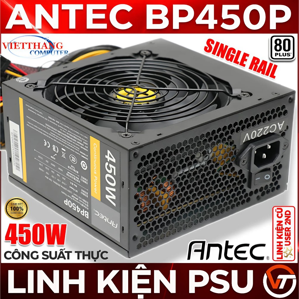 Nguồn Máy Tính Antec BP450P Công suất thực 450W Active PFC Hiệu suất 83% đã qua sử dụng ( Cũ - 2nd )